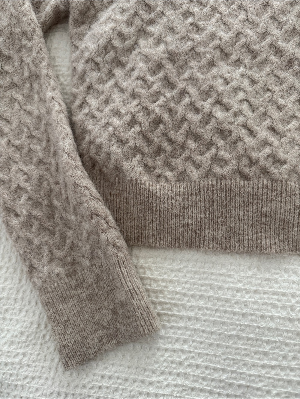 Lululemon Women's Taupe Cable-Knit Alpaca Crewneck Sweater - Picture 4 of 6